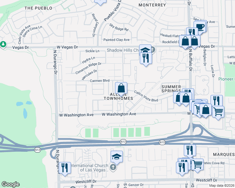 map of restaurants, bars, coffee shops, grocery stores, and more near 8025 Cherish Avenue in Las Vegas