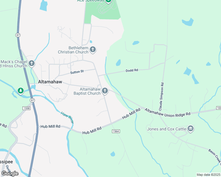 map of restaurants, bars, coffee shops, grocery stores, and more near 3402 Altamahaw Union Ridge Road in Burlington