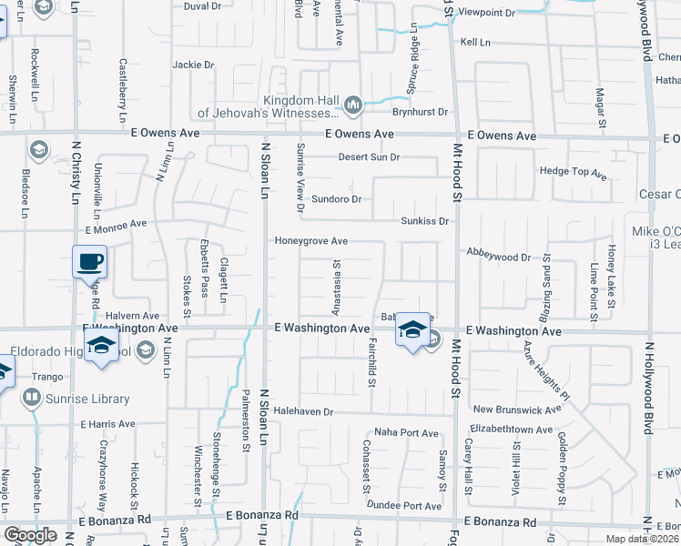 map of restaurants, bars, coffee shops, grocery stores, and more near 6042 Thorne Bay Court in Las Vegas