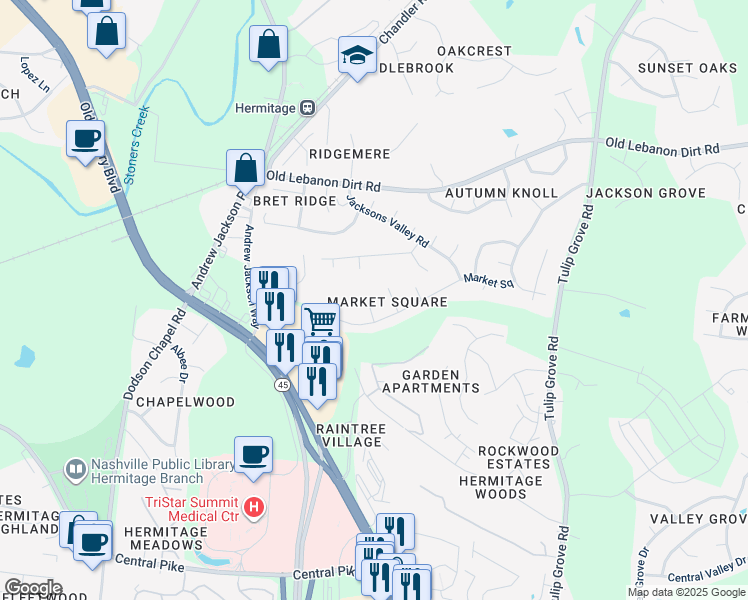 map of restaurants, bars, coffee shops, grocery stores, and more near 1812 Barnwell Court in Nashville