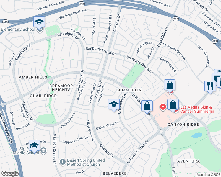map of restaurants, bars, coffee shops, grocery stores, and more near 10520 White Heath Court in Las Vegas