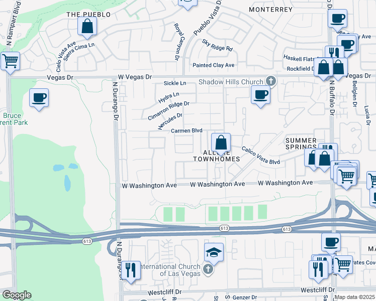 map of restaurants, bars, coffee shops, grocery stores, and more near 8112 Dolphin Landing Drive in Las Vegas