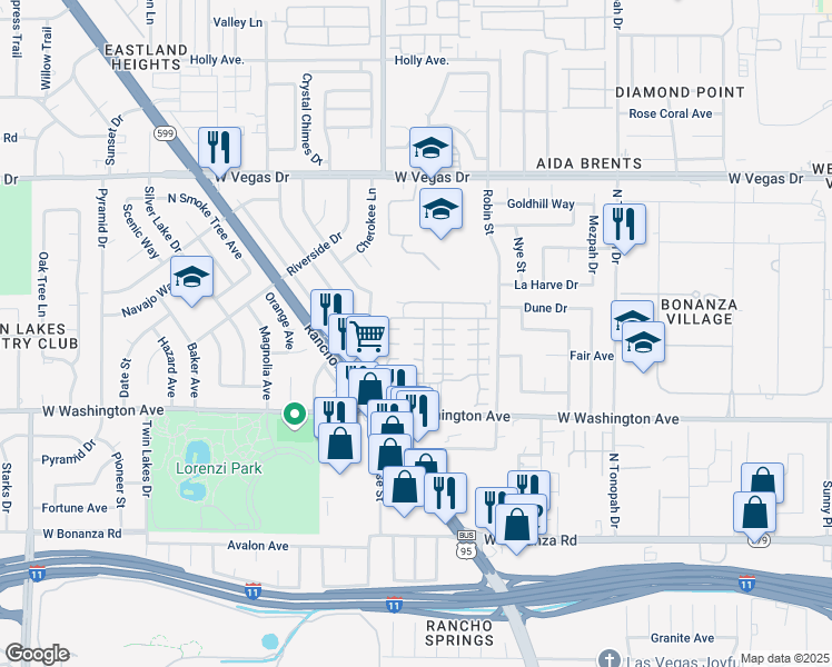 map of restaurants, bars, coffee shops, grocery stores, and more near 2629 Feather Cactus Court in Las Vegas
