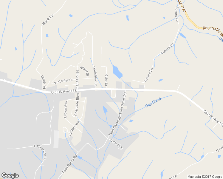 map of restaurants, bars, coffee shops, grocery stores, and more near 2 Lakeshore Park in Greeneville