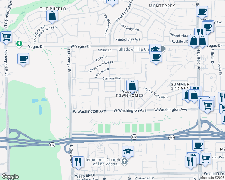 map of restaurants, bars, coffee shops, grocery stores, and more near 8112 Dolphin Landing Drive in Las Vegas
