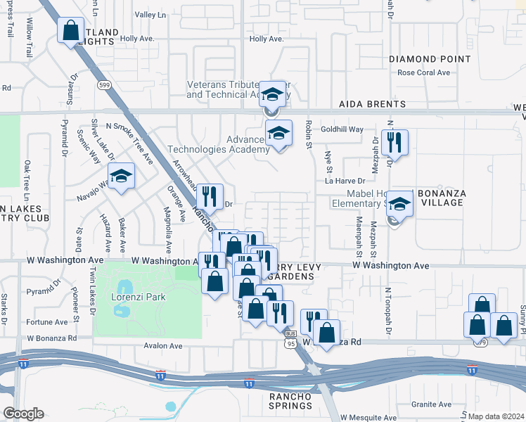 map of restaurants, bars, coffee shops, grocery stores, and more near 2625 Cinnamon Cactus Court in Las Vegas