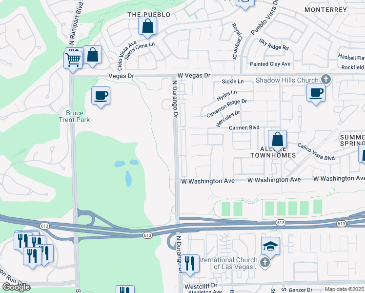 map of restaurants, bars, coffee shops, grocery stores, and more near 1136 Nevada Sky Street in Las Vegas
