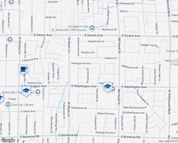 map of restaurants, bars, coffee shops, grocery stores, and more near 6042 Thorne Bay Court in Las Vegas