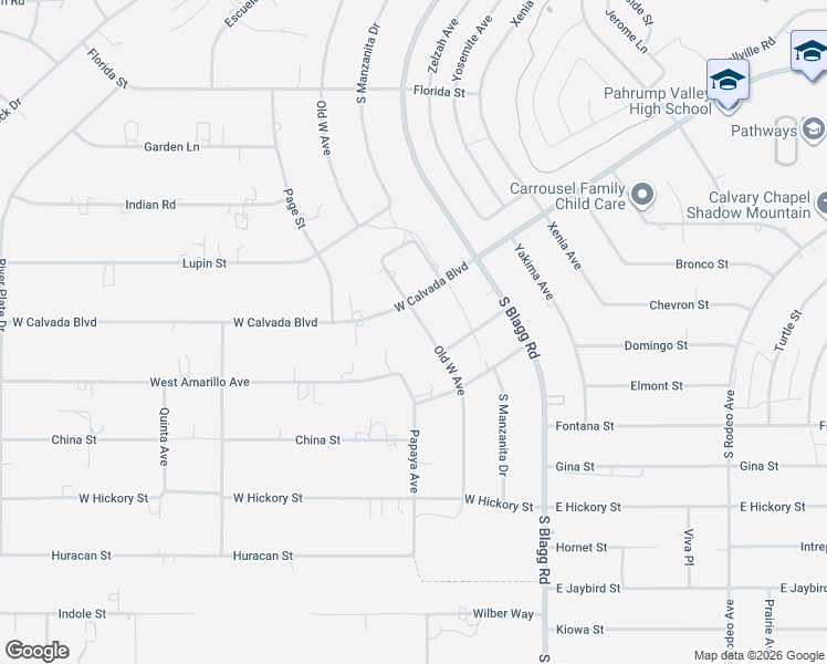 map of restaurants, bars, coffee shops, grocery stores, and more near 2440 Old West Avenue in Pahrump