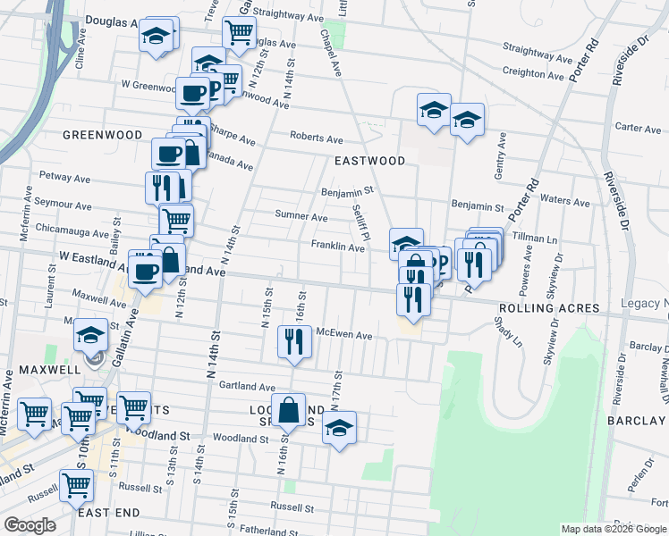 map of restaurants, bars, coffee shops, grocery stores, and more near in Nashville
