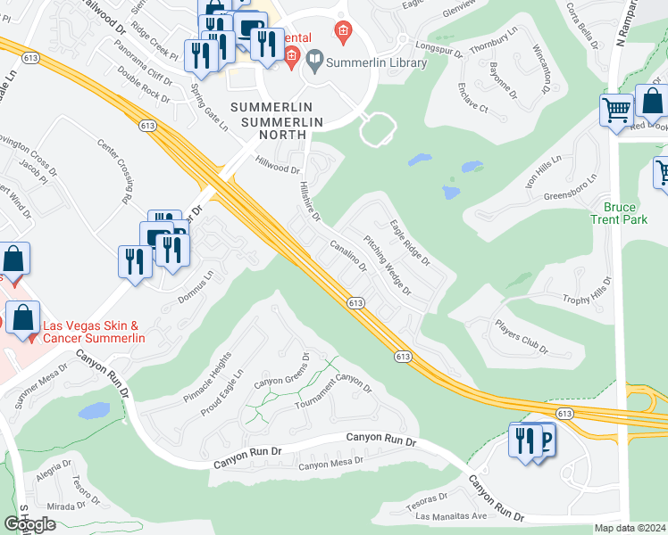 map of restaurants, bars, coffee shops, grocery stores, and more near 1108 Milpas Lane in Las Vegas