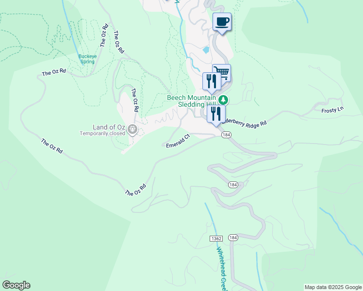map of restaurants, bars, coffee shops, grocery stores, and more near 107 Emerald Court in Banner Elk