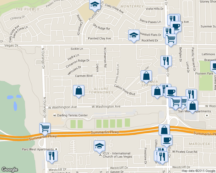 map of restaurants, bars, coffee shops, grocery stores, and more near 941 Boulder Mesa Dr in Las Vegas