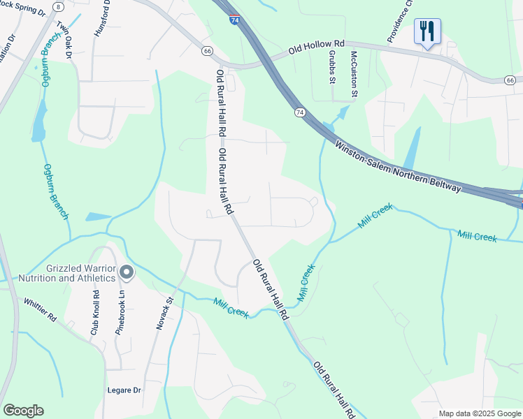 map of restaurants, bars, coffee shops, grocery stores, and more near 5810 McGee Street in Winston-Salem