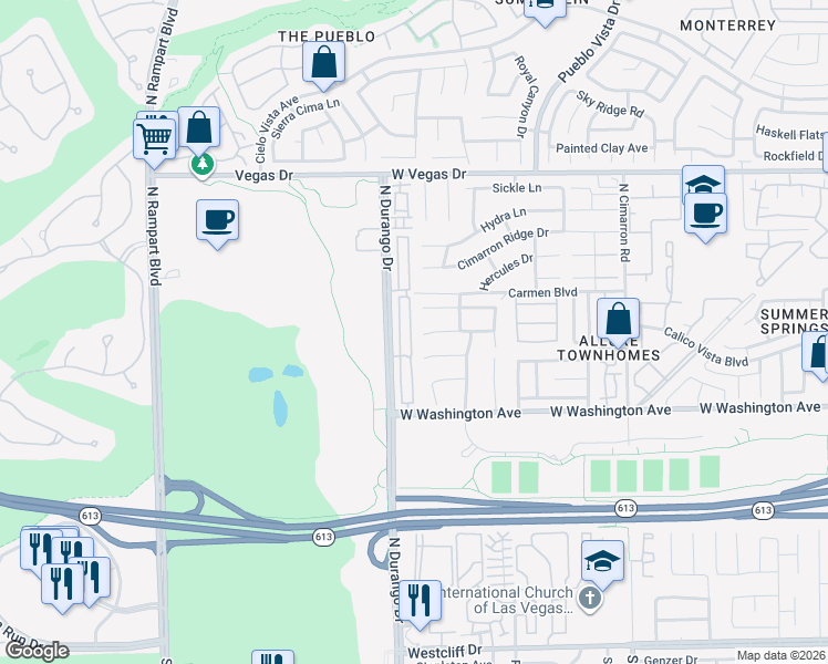 map of restaurants, bars, coffee shops, grocery stores, and more near 1101 Nevada Sky Street in Las Vegas