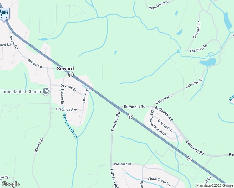 map of restaurants, bars, coffee shops, grocery stores, and more near 6445 Reynolda Road in Pfafftown