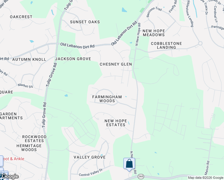 map of restaurants, bars, coffee shops, grocery stores, and more near 4056 Farmingham Woods Drive in Nashville