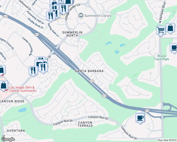 map of restaurants, bars, coffee shops, grocery stores, and more near 9356 Canalino Drive in Las Vegas