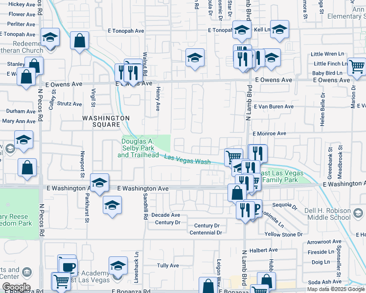 map of restaurants, bars, coffee shops, grocery stores, and more near 1200 North Lamb Boulevard in Las Vegas