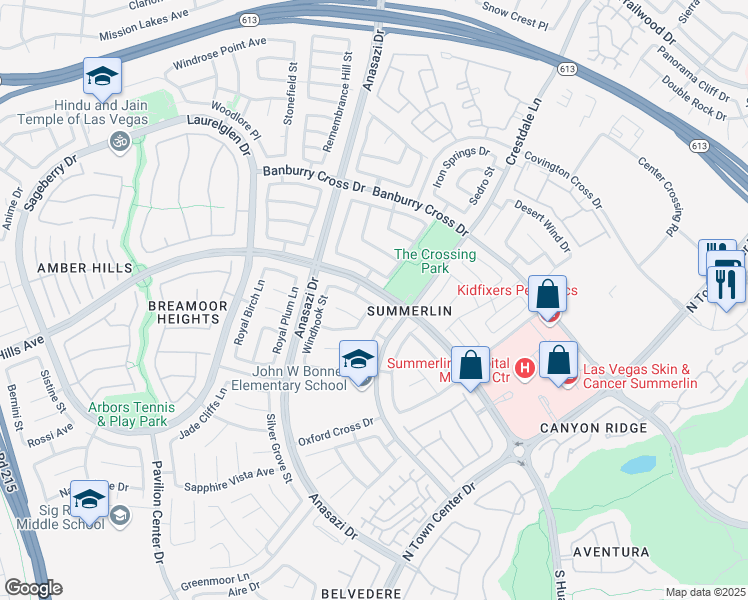 map of restaurants, bars, coffee shops, grocery stores, and more near 10436 Beachwalk Place in Las Vegas