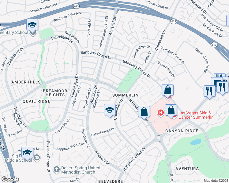 map of restaurants, bars, coffee shops, grocery stores, and more near 10436 Beachwalk Place in Las Vegas