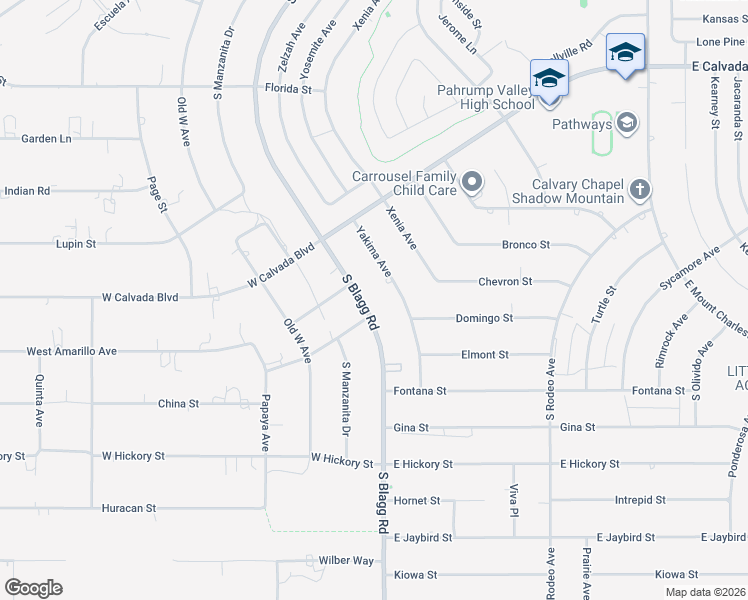 map of restaurants, bars, coffee shops, grocery stores, and more near 2401 South Blagg Road in Pahrump