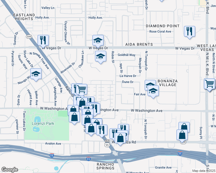 map of restaurants, bars, coffee shops, grocery stores, and more near 2504 Plaid Cactus Court in Las Vegas