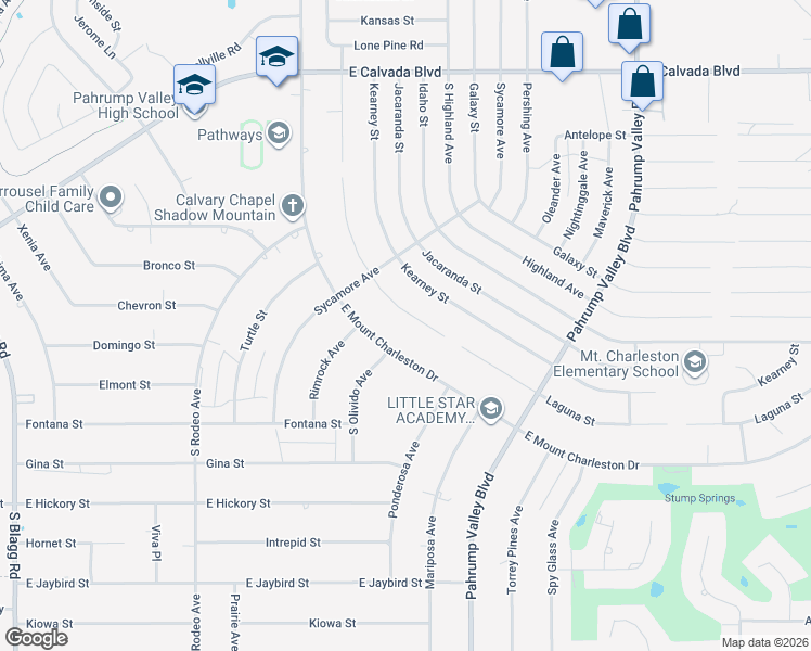 map of restaurants, bars, coffee shops, grocery stores, and more near 901 Laguna Street in Pahrump