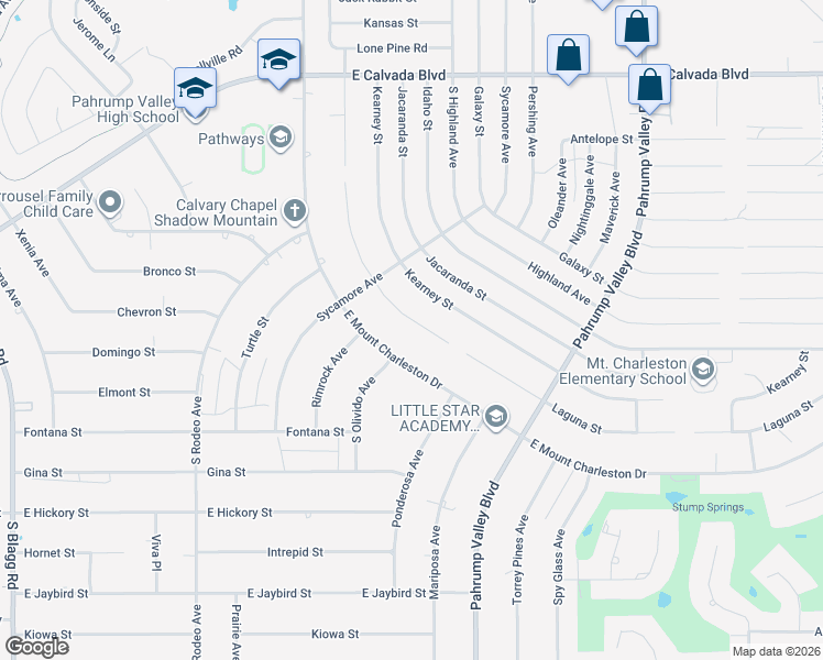 map of restaurants, bars, coffee shops, grocery stores, and more near 901 Laguna Street in Pahrump
