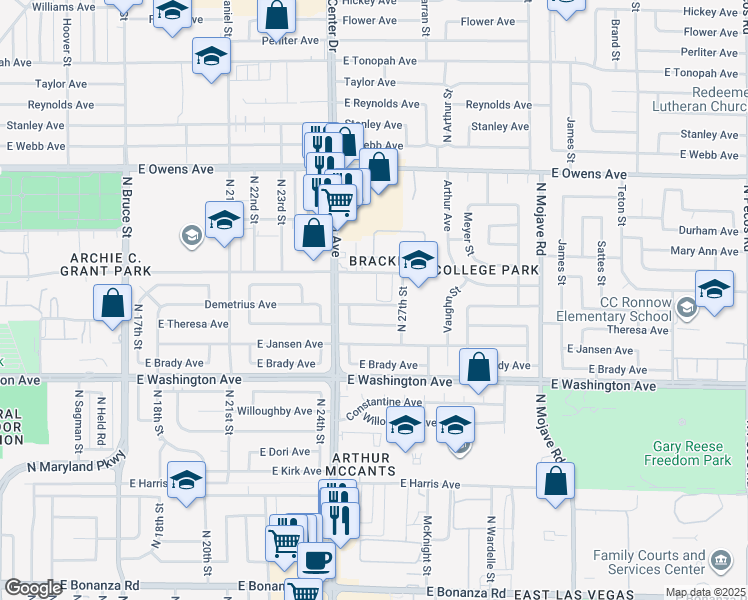 map of restaurants, bars, coffee shops, grocery stores, and more near 1221 Mews Lane in Las Vegas