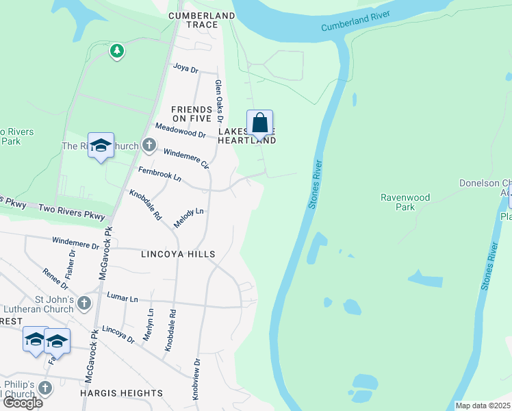 map of restaurants, bars, coffee shops, grocery stores, and more near 3025 Fernbrook Lane in Nashville