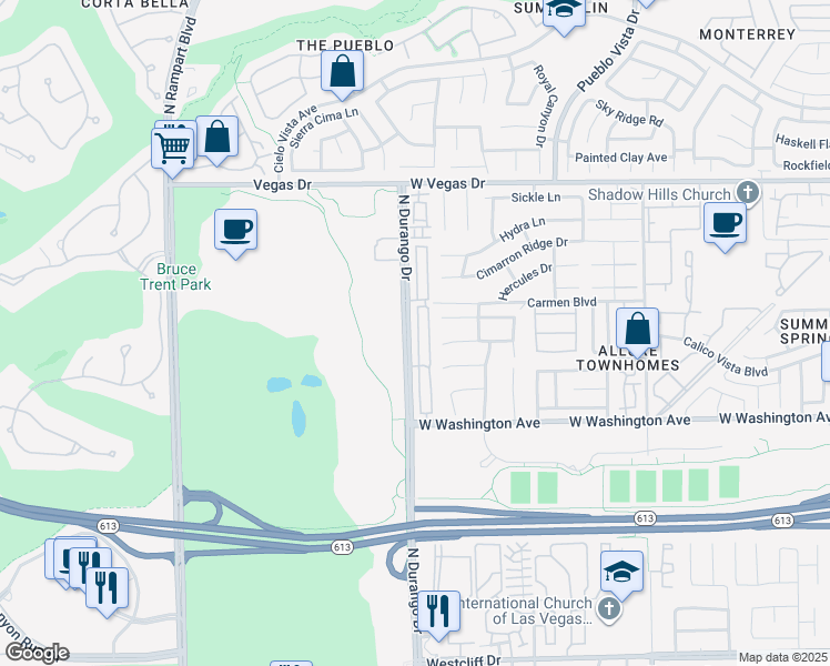 map of restaurants, bars, coffee shops, grocery stores, and more near 1201 Nevada Sky Street in Las Vegas