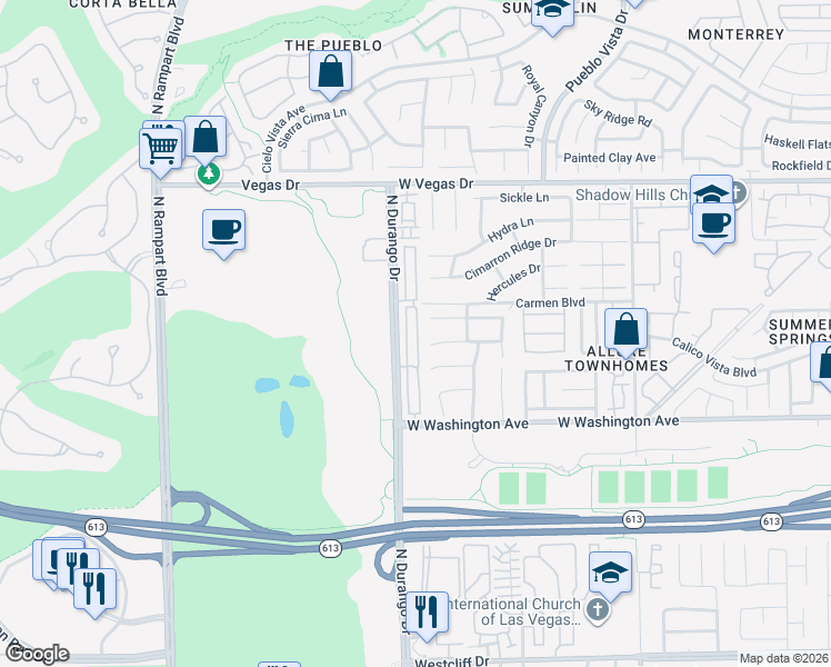 map of restaurants, bars, coffee shops, grocery stores, and more near 1233 Nevada Sky Street in Las Vegas
