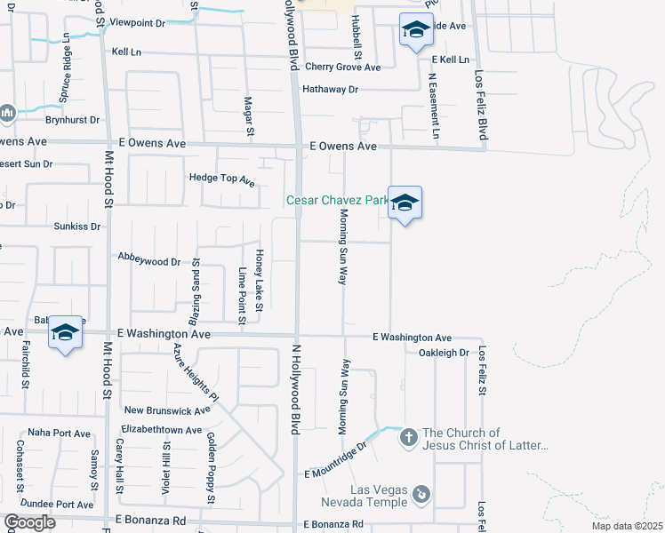 map of restaurants, bars, coffee shops, grocery stores, and more near 1345 Morning Sun Way in Las Vegas