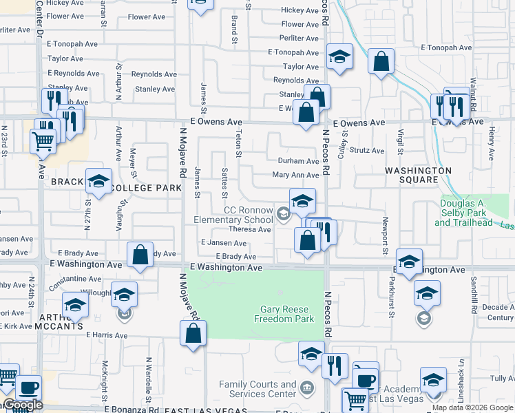 map of restaurants, bars, coffee shops, grocery stores, and more near 3212 Osage Avenue in Las Vegas