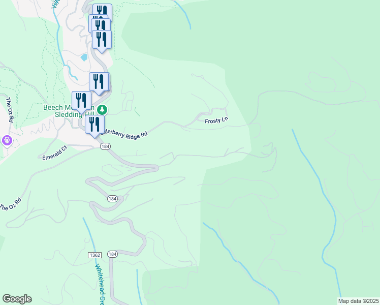 map of restaurants, bars, coffee shops, grocery stores, and more near 165 Fox Run Road in Beech Mountain