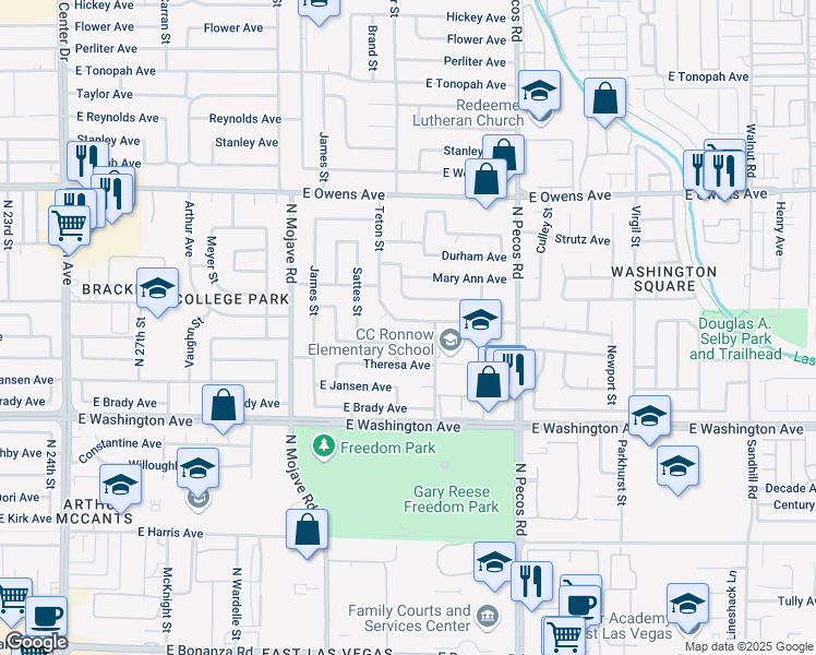 map of restaurants, bars, coffee shops, grocery stores, and more near 3212 Osage Avenue in Las Vegas