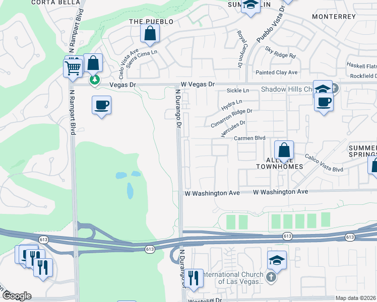 map of restaurants, bars, coffee shops, grocery stores, and more near 1233 Nevada Sky Street in Las Vegas