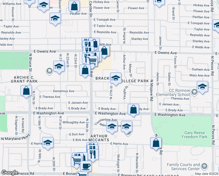 map of restaurants, bars, coffee shops, grocery stores, and more near 1208 Coach Lane in Las Vegas