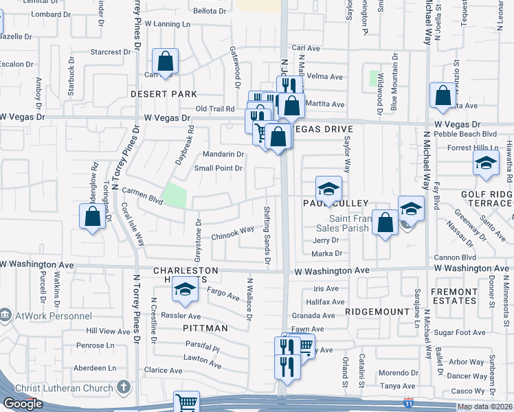 map of restaurants, bars, coffee shops, grocery stores, and more near 1208 Shifting Sands Drive in Las Vegas