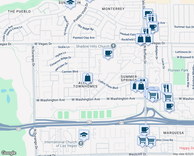 map of restaurants, bars, coffee shops, grocery stores, and more near 7933 Diamond Rock Way in Las Vegas