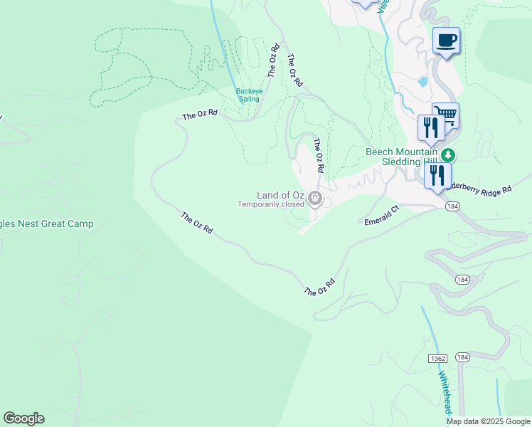 map of restaurants, bars, coffee shops, grocery stores, and more near 101 Oz Circle in Beech Mountain