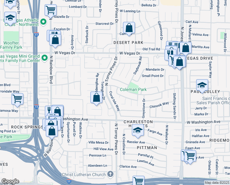 map of restaurants, bars, coffee shops, grocery stores, and more near 1208 Nighthawk Drive in Las Vegas