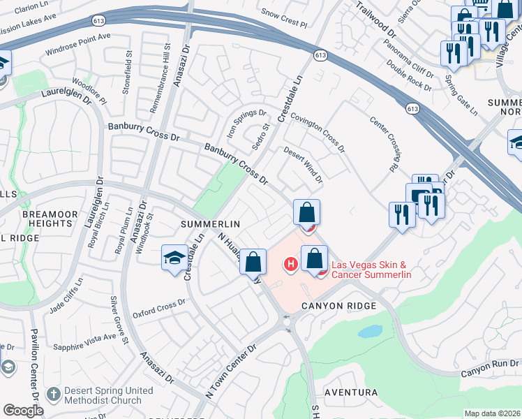 map of restaurants, bars, coffee shops, grocery stores, and more near 10328 Neopolitan Place in Las Vegas