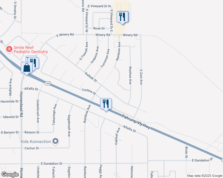 map of restaurants, bars, coffee shops, grocery stores, and more near 3728 Kaibab Street in Pahrump