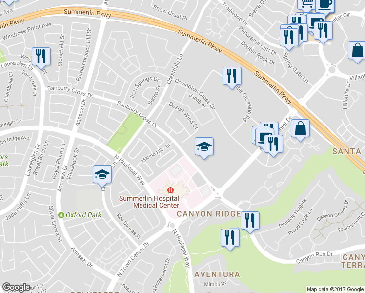 map of restaurants, bars, coffee shops, grocery stores, and more near 1100 Enderly Lane in Las Vegas