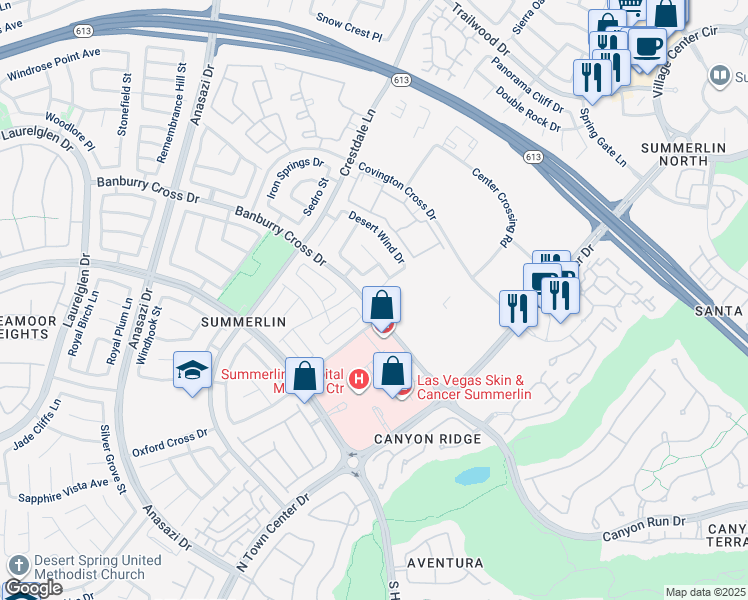 map of restaurants, bars, coffee shops, grocery stores, and more near 1100 Enderly Lane in Las Vegas