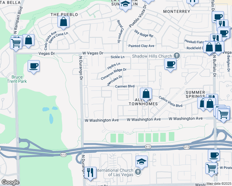 map of restaurants, bars, coffee shops, grocery stores, and more near 1217 Sloop Drive in Las Vegas
