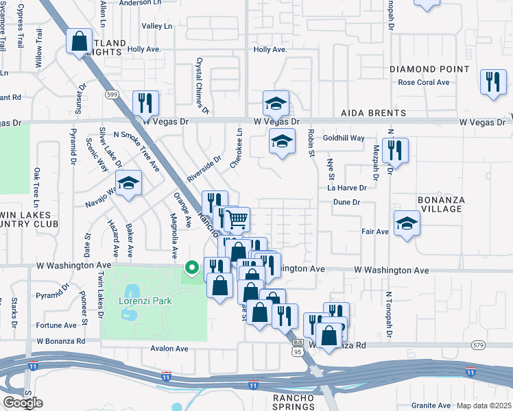 map of restaurants, bars, coffee shops, grocery stores, and more near 2704 Wooly Rose Avenue in Las Vegas