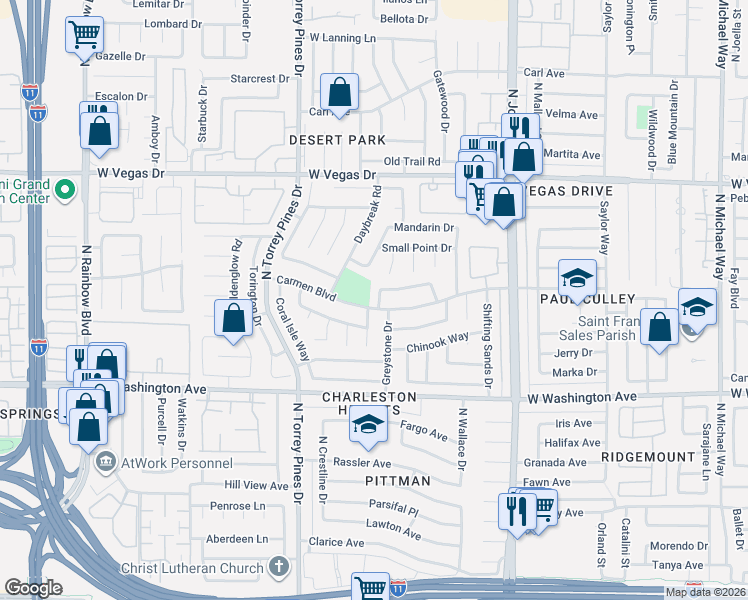 map of restaurants, bars, coffee shops, grocery stores, and more near 1312 Seal Beach Drive in Las Vegas